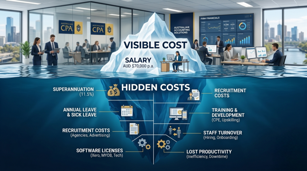 hidden cost in-house bookkeeping Australian accounting firms salary super breakdown